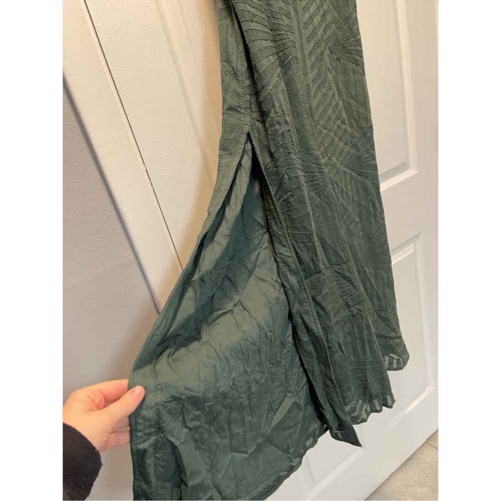 Free People Green Boho Maxi Dress Lace Bodice Side Slit Flowy Size Small - Picture 5 of 8